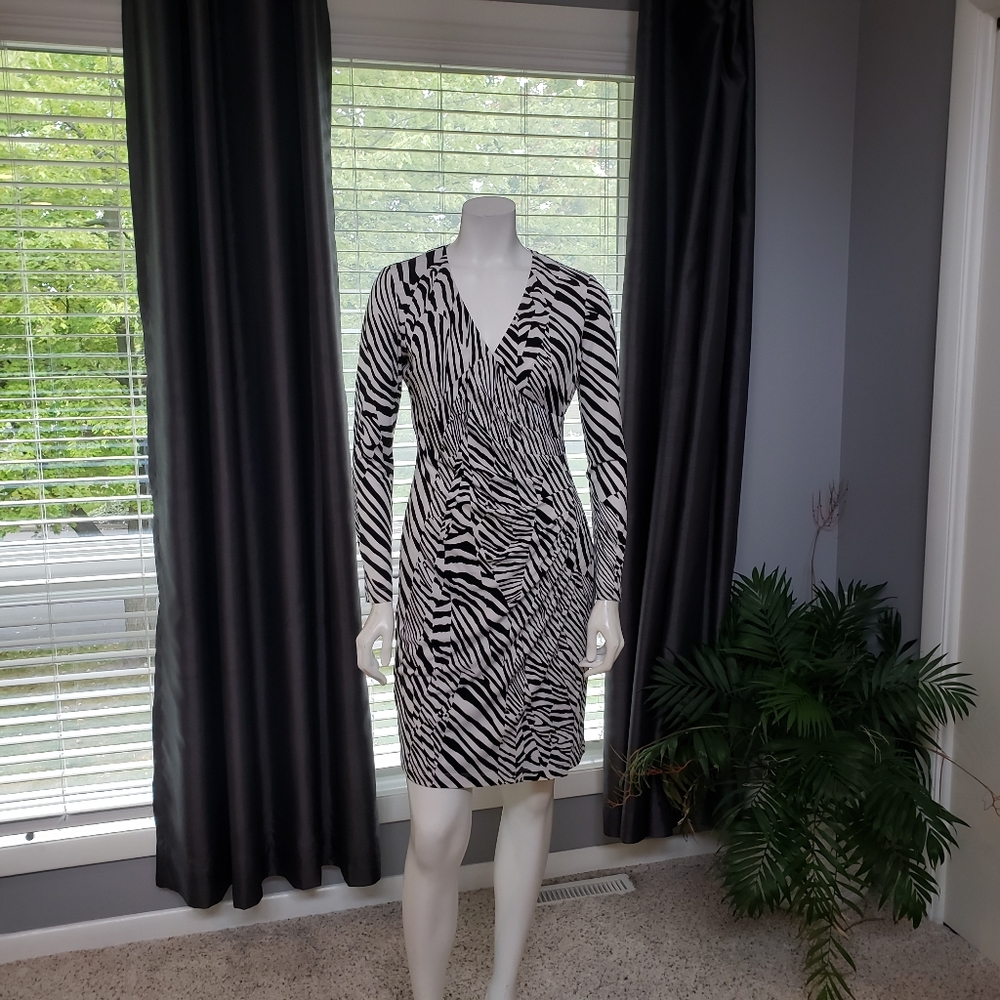 Zebra print matte jersey knit dress